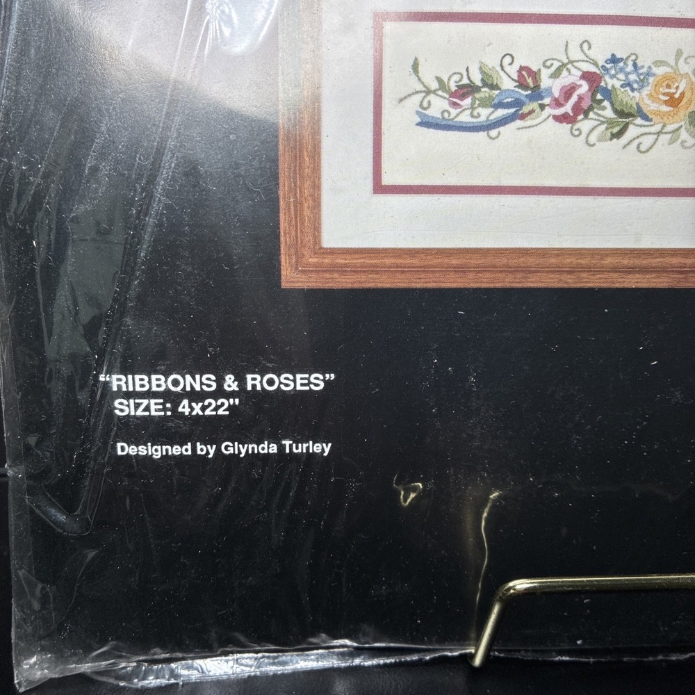 Vintage Ribbons Roses Flowers Crewel Embroidery Kit SEALED Floral Long 4x22 Inch - Picture 2 of 6